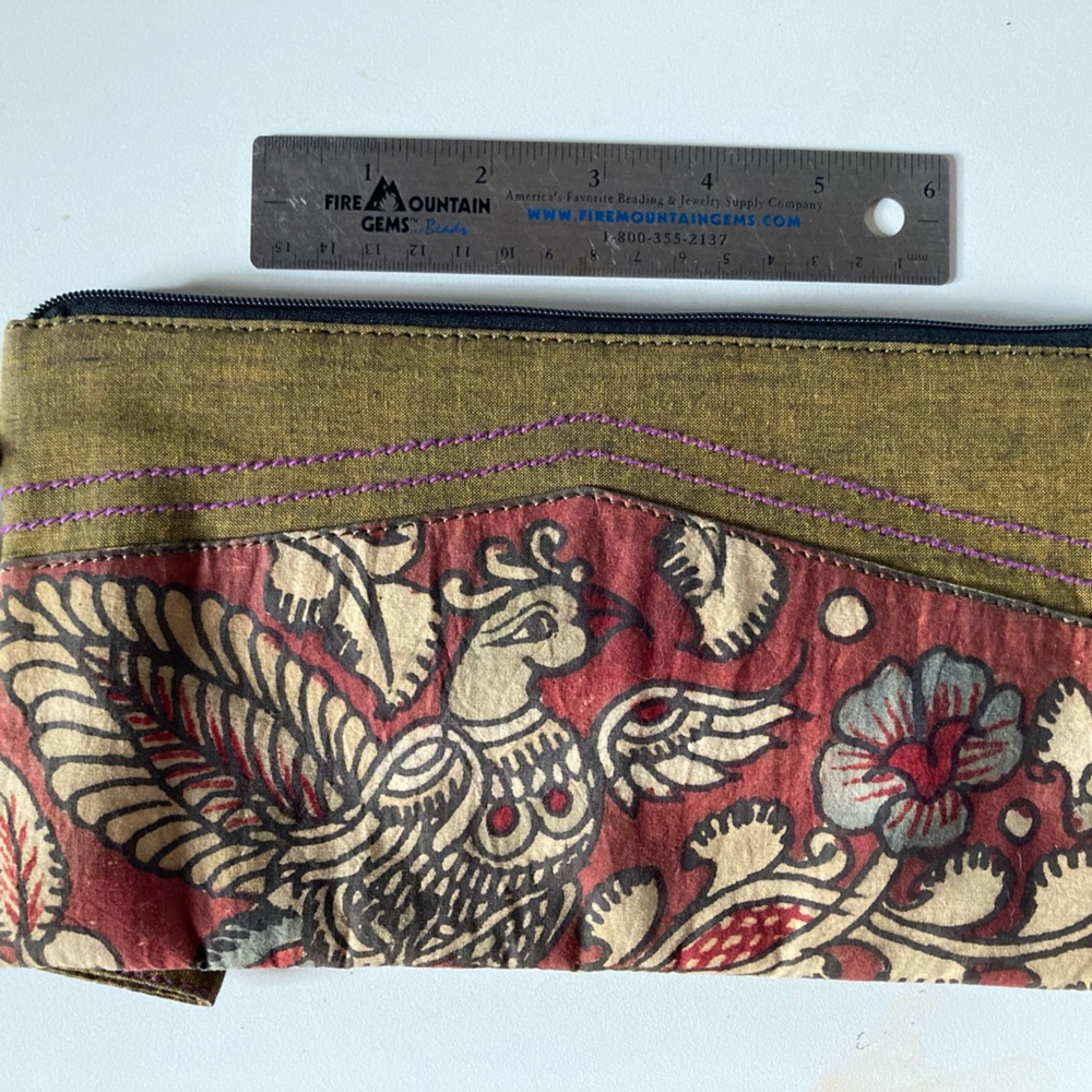 Batik style clutch- beautiful design,wristlet loop, single pocket - zips closed-